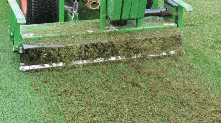 THATCH MASTER: TurfTime Equipment has added weights to its Thatch Master verticutters to help them perform better in newer generation bermudagrasses that grow more densely. The company also made the drivelines stronger to stand up to the demands of verticutting deeper, which is a trend at many courses according to TurfTime President Glenn Musser. PHOTO: COURTESY OF TURFTIME EQUIPMENT
