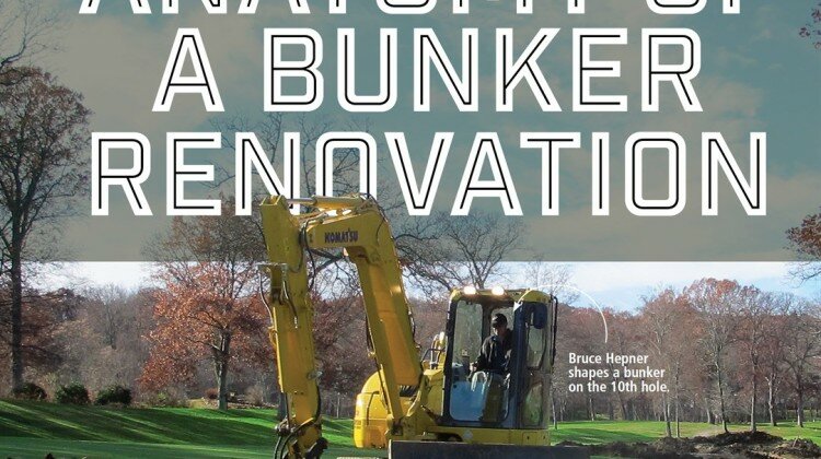 Bruce Hepner shapes a bunker on the 10th hole. Photos: Courtesy of Framingham Country Club